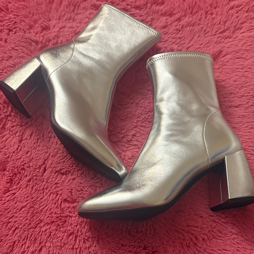 a new day Metallic Silver Heeled Boots